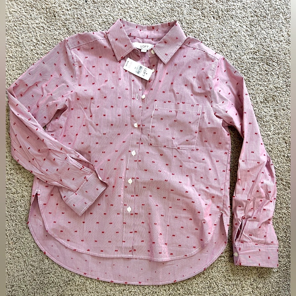LOFT Pink Button-Up Shirt